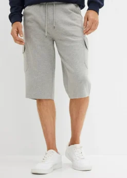 Bermudas largas de chándal, estilo cargo, de algodón puro, regular fit