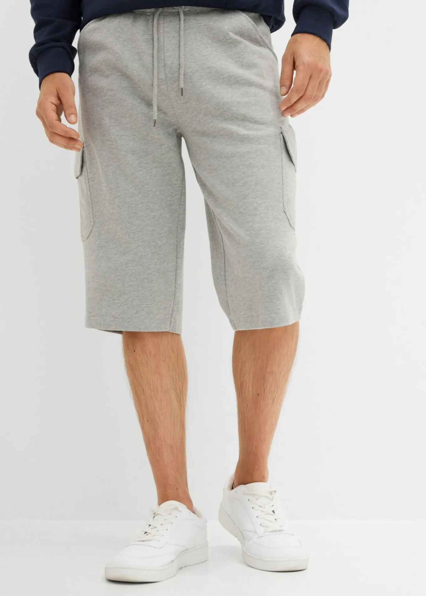 Bermudas largas de chándal, estilo cargo, de algodón puro, regular fit
