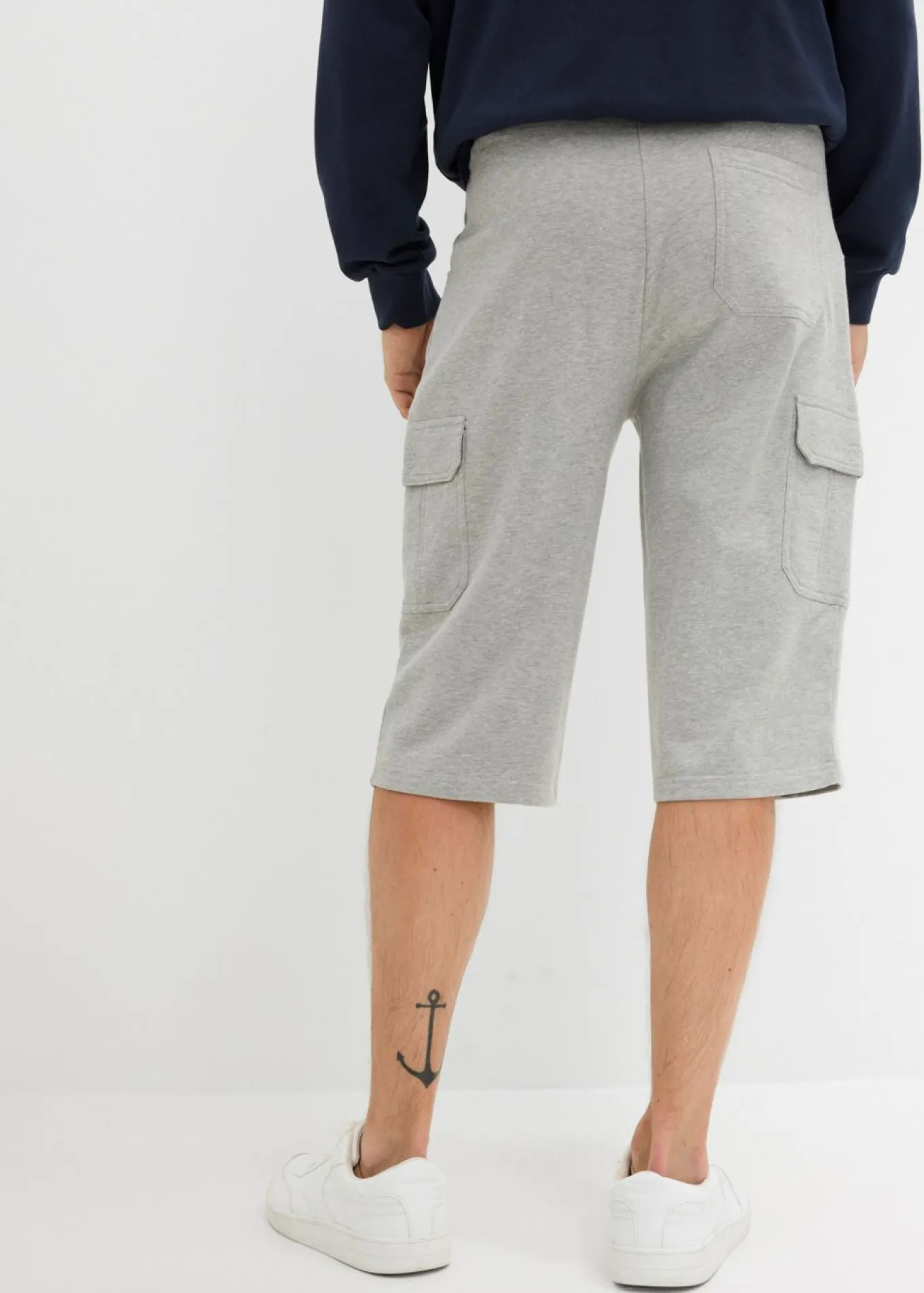 Bermudas largas de chándal, estilo cargo, de algodón puro, regular fit