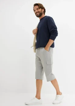 Bermudas largas de chándal, estilo cargo, de algodón puro, regular fit