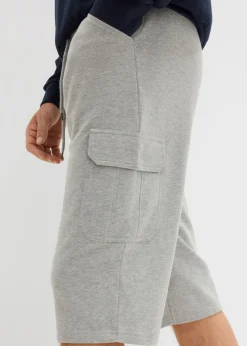 Bermudas largas de chándal, estilo cargo, de algodón puro, regular fit