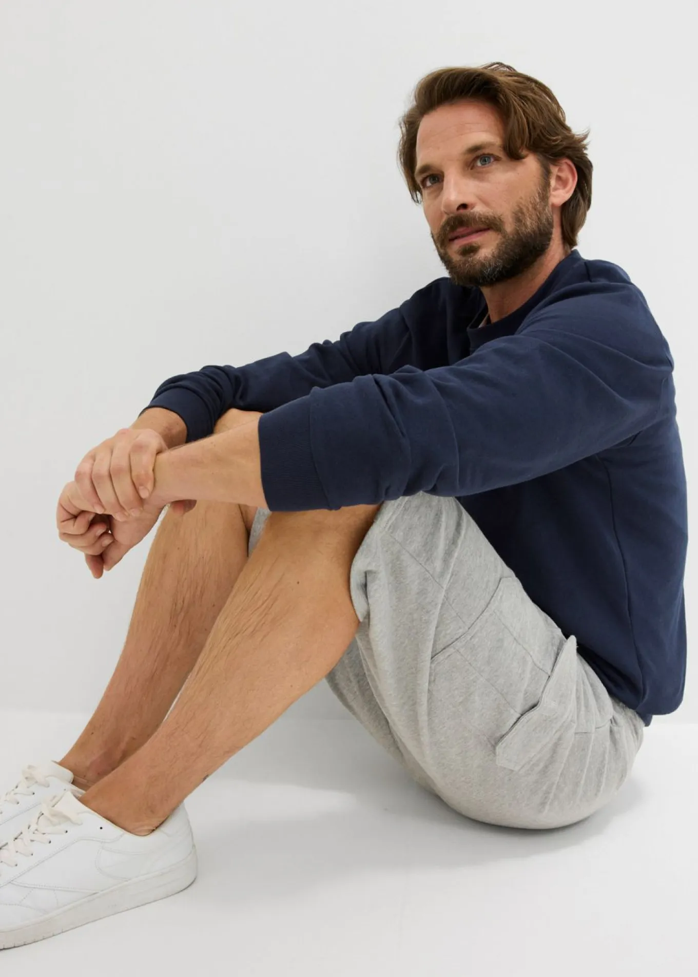 Bermudas largas de chándal, estilo cargo, de algodón puro, regular fit