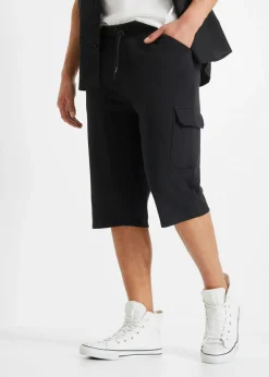 Bermudas largas de chándal, estilo cargo, de algodón puro, regular fit