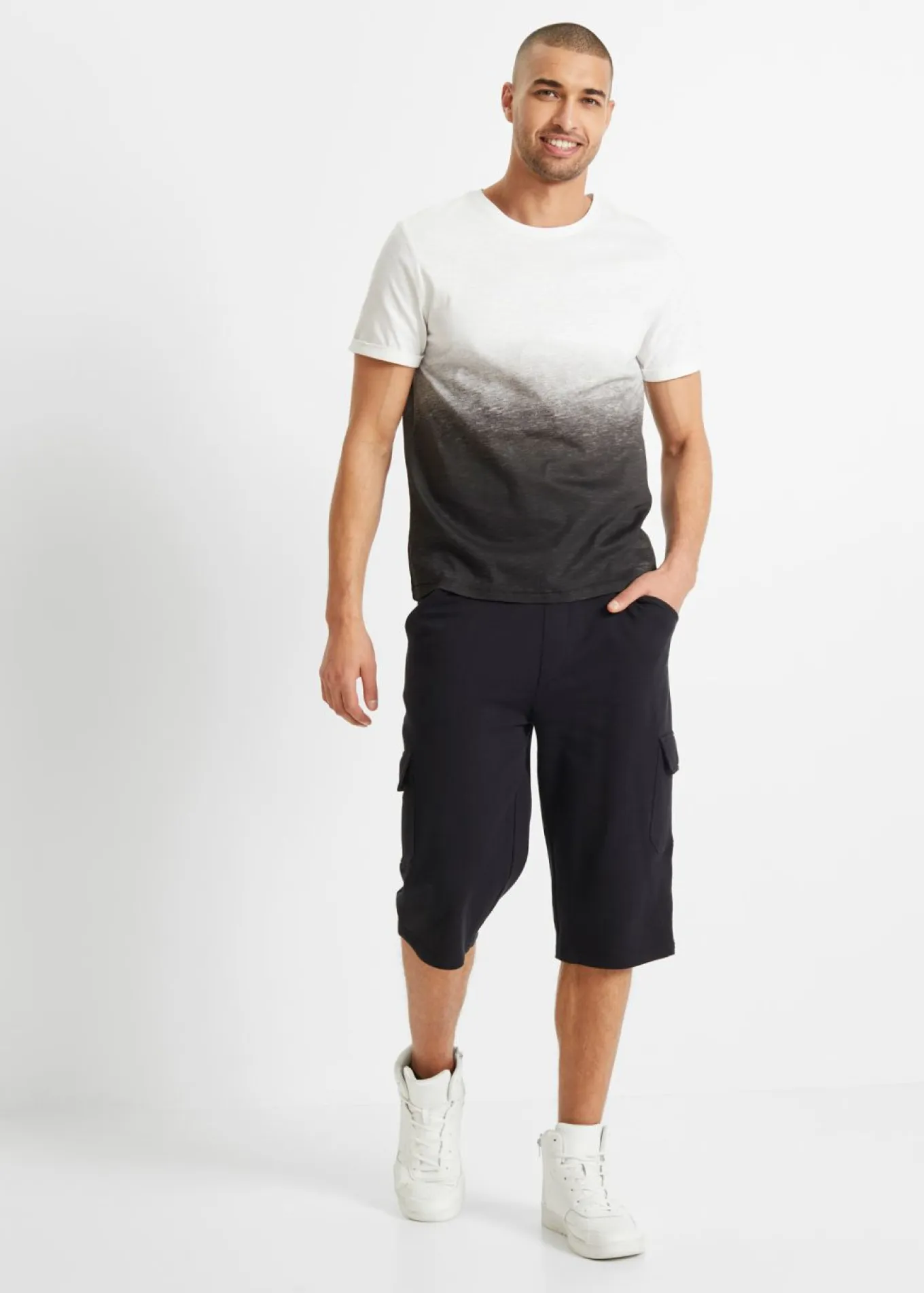 Bermudas largas de chándal, estilo cargo, de algodón puro, regular fit