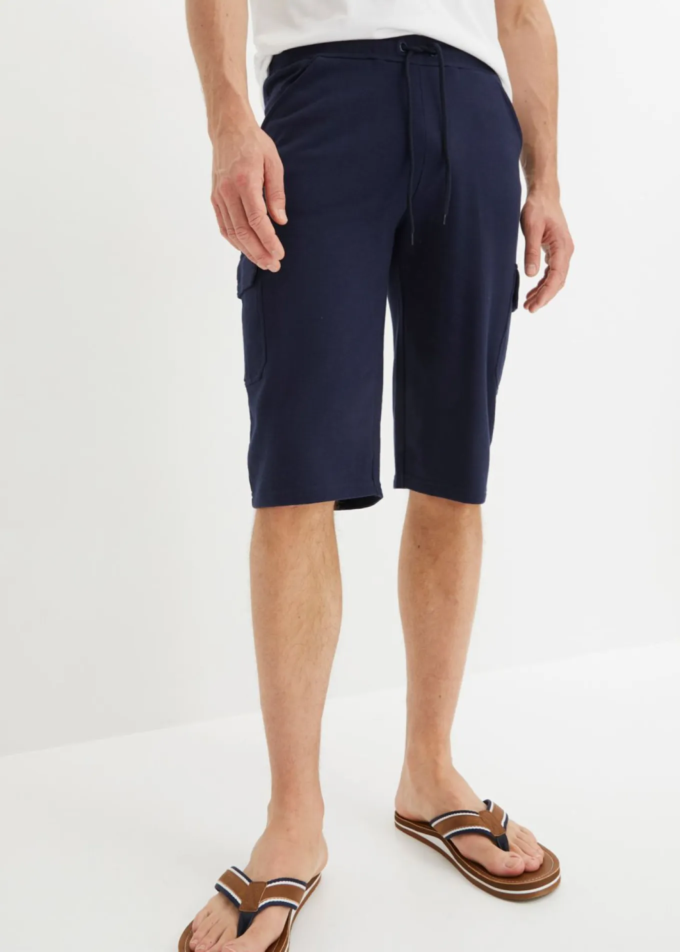 Bermudas largas de chándal, estilo cargo, de algodón puro, regular fit