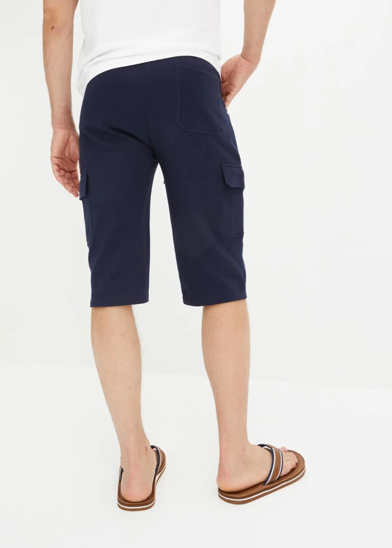 Bermudas largas de chándal, estilo cargo, de algodón puro, regular fit