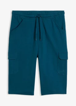 Bermudas largas de chándal, estilo cargo, de algodón puro, regular fit