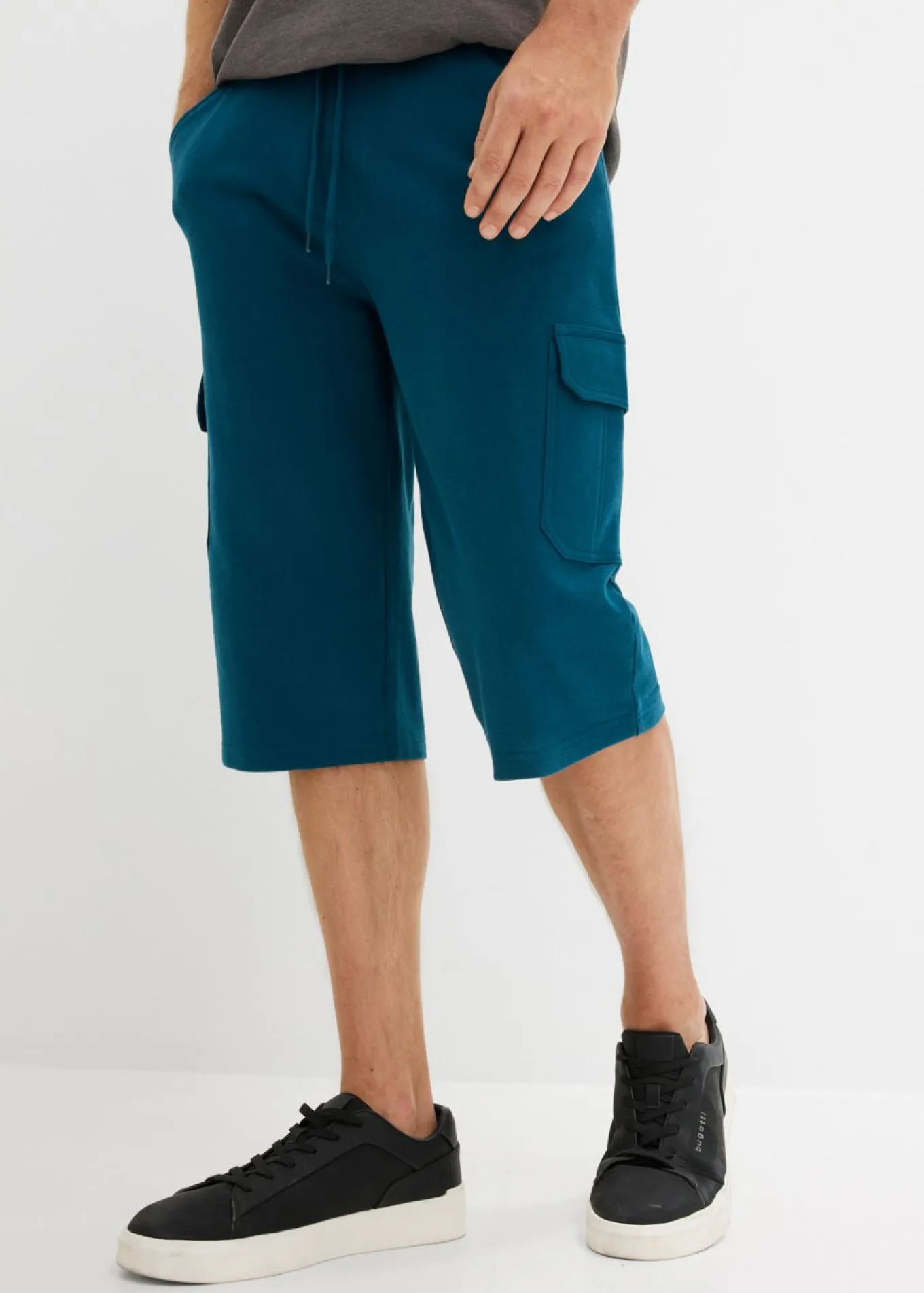 Bermudas largas de chándal, estilo cargo, de algodón puro, regular fit