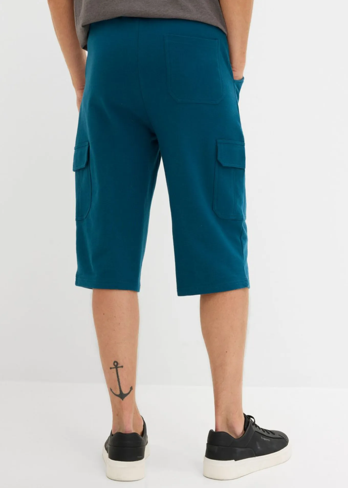 Bermudas largas de chándal, estilo cargo, de algodón puro, regular fit