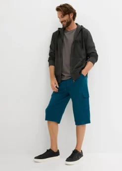 Bermudas largas de chándal, estilo cargo, de algodón puro, regular fit
