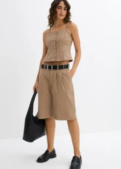 Bermudas largas de mezcla de algodón elástico