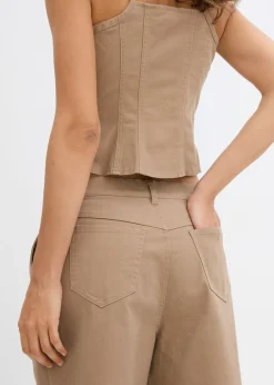 Bermudas largas de mezcla de algodón elástico