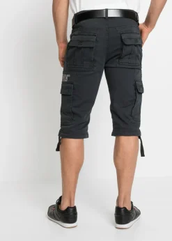 Bermudas largas elásticas, con bolsillos cargo, regular fit