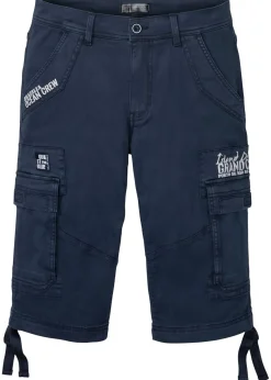 Bermudas largas elásticas, con bolsillos cargo, regular fit