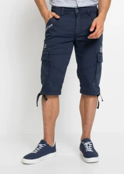 Bermudas largas elásticas, con bolsillos cargo, regular fit