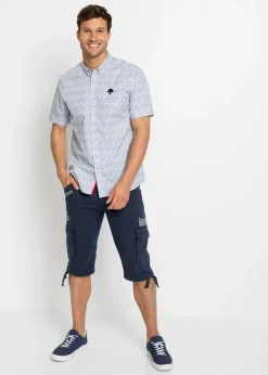 Bermudas largas elásticas, con bolsillos cargo, regular fit