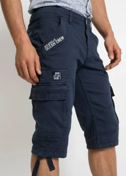 Bermudas largas elásticas, con bolsillos cargo, regular fit