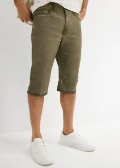 Bermudas largas elásticas con aspecto lavado, regular fit
