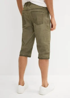 Bermudas largas elásticas con aspecto lavado, regular fit