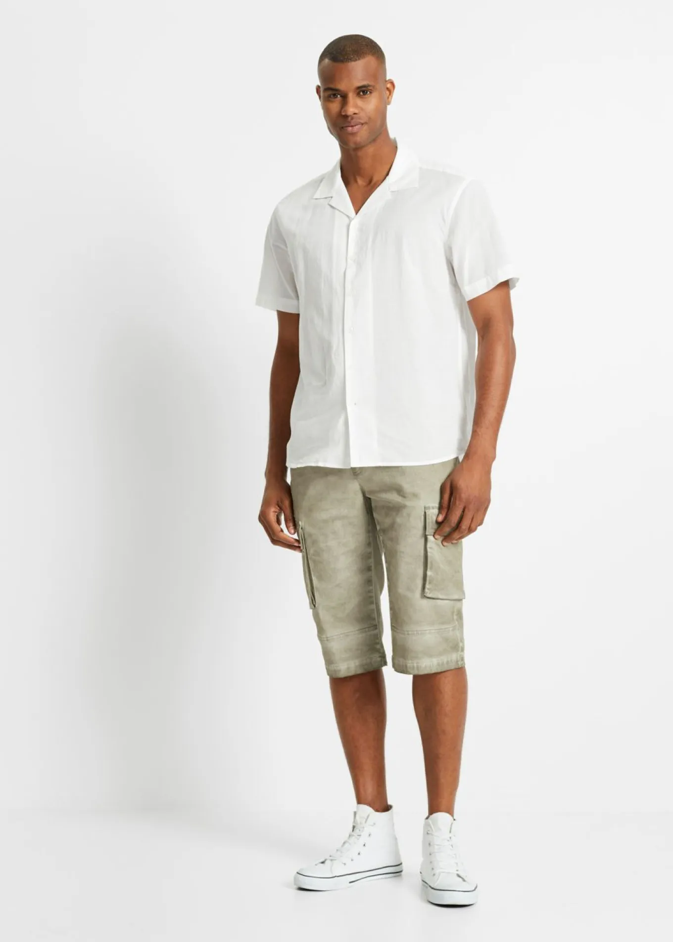 Bermudas largas y elásticas, tipo cargo, con corte cómodo, regular fit