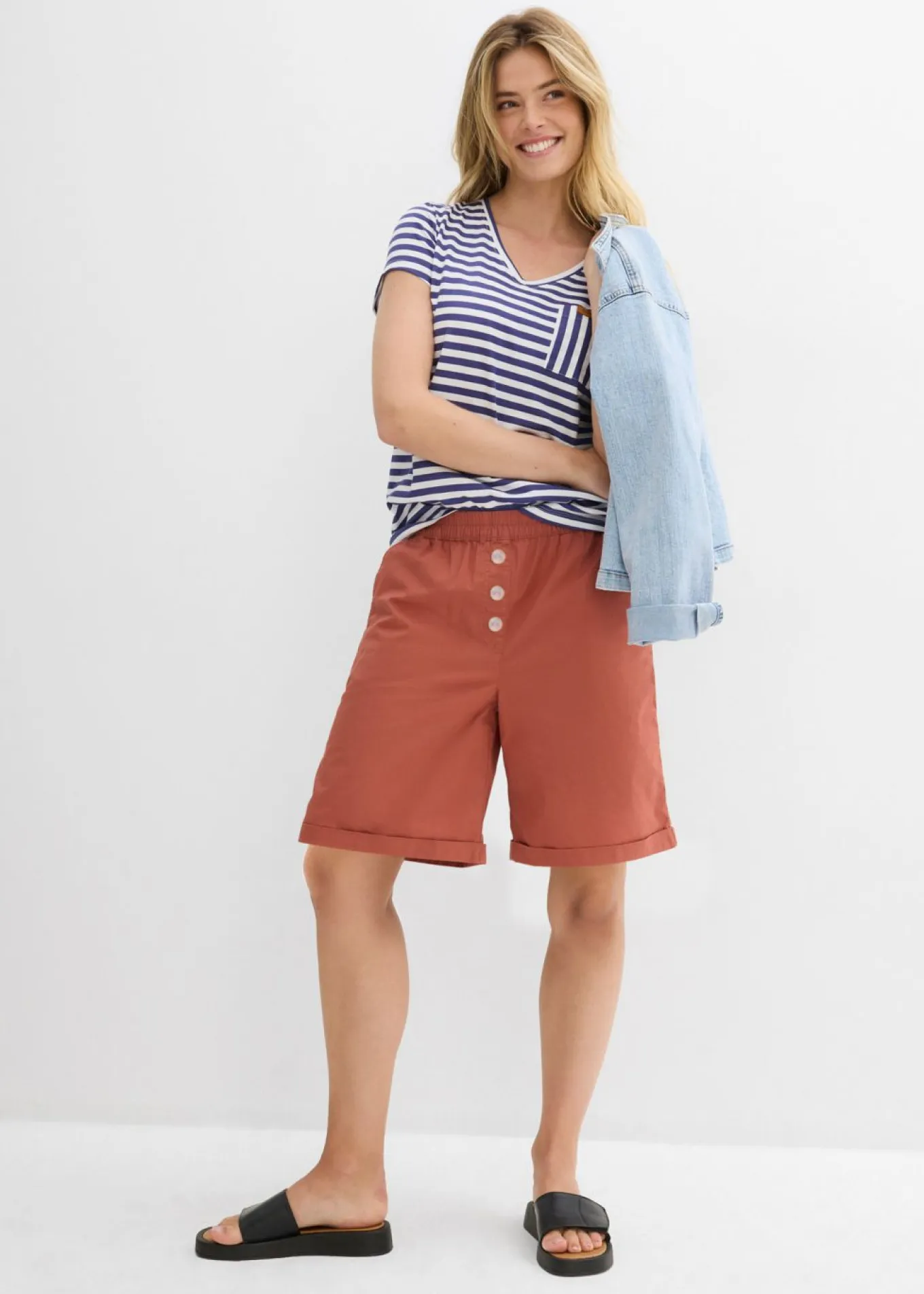 Bermudas papertouch de mezcla de algodón