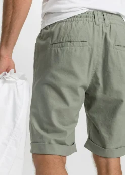 Bermudas sin cierre de mezcla de lino con corte regular
