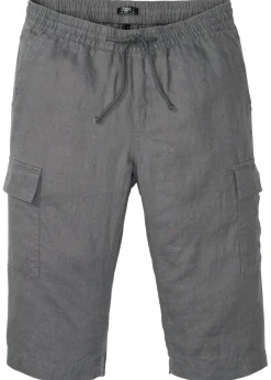 Bermudas tipo cargo con lino y corte regular