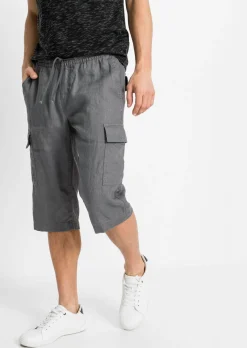 Bermudas tipo cargo con lino y corte regular
