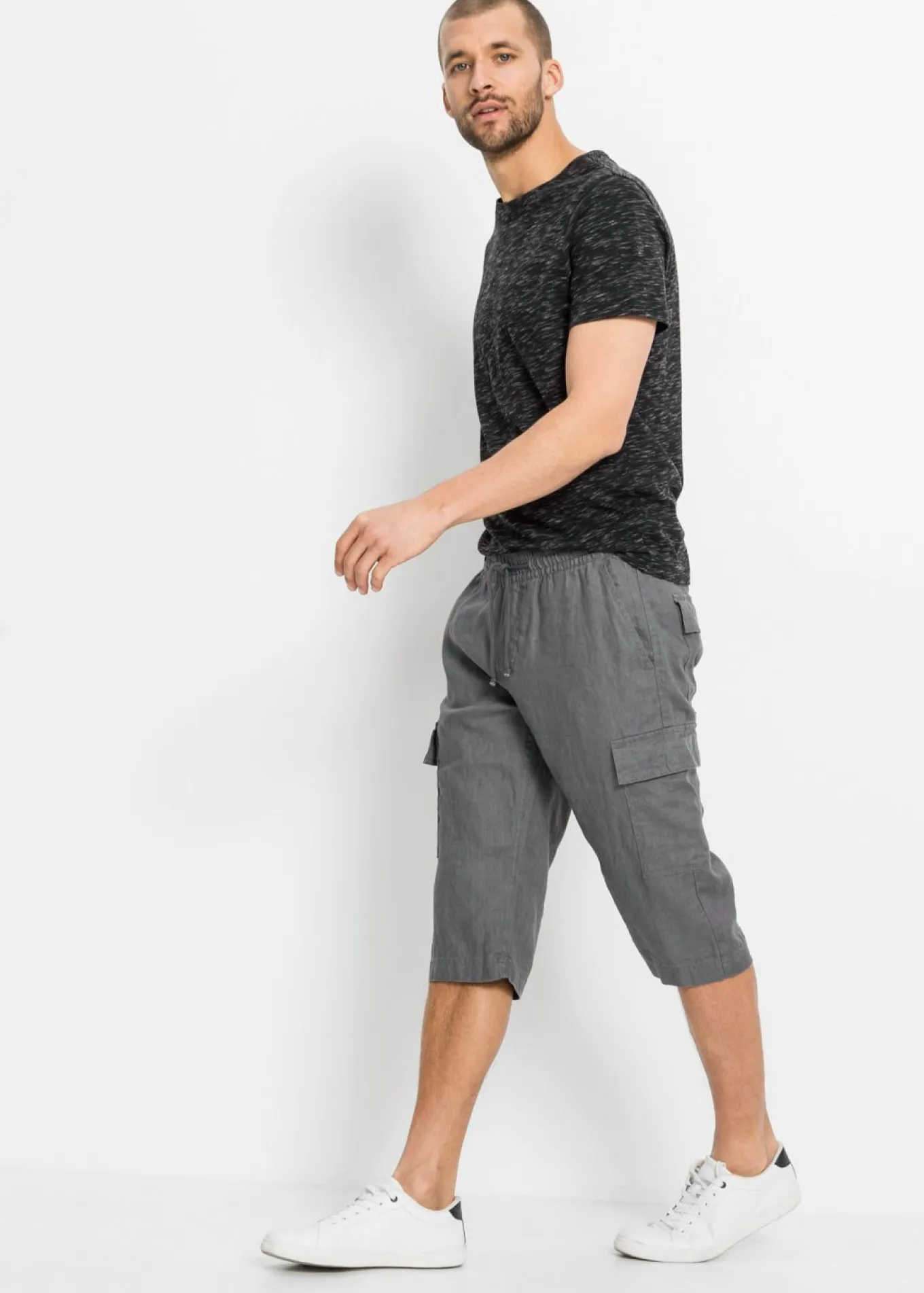 Bermudas tipo cargo con lino y corte regular