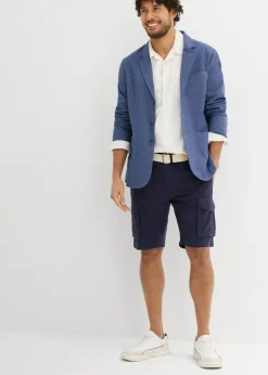 Bermudas tipo cargo de mezcla de lino con corte regular y cinturón