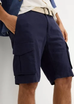 Bermudas tipo cargo de mezcla de lino con corte regular y cinturón