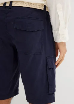 Bermudas tipo cargo de mezcla de lino con corte regular y cinturón
