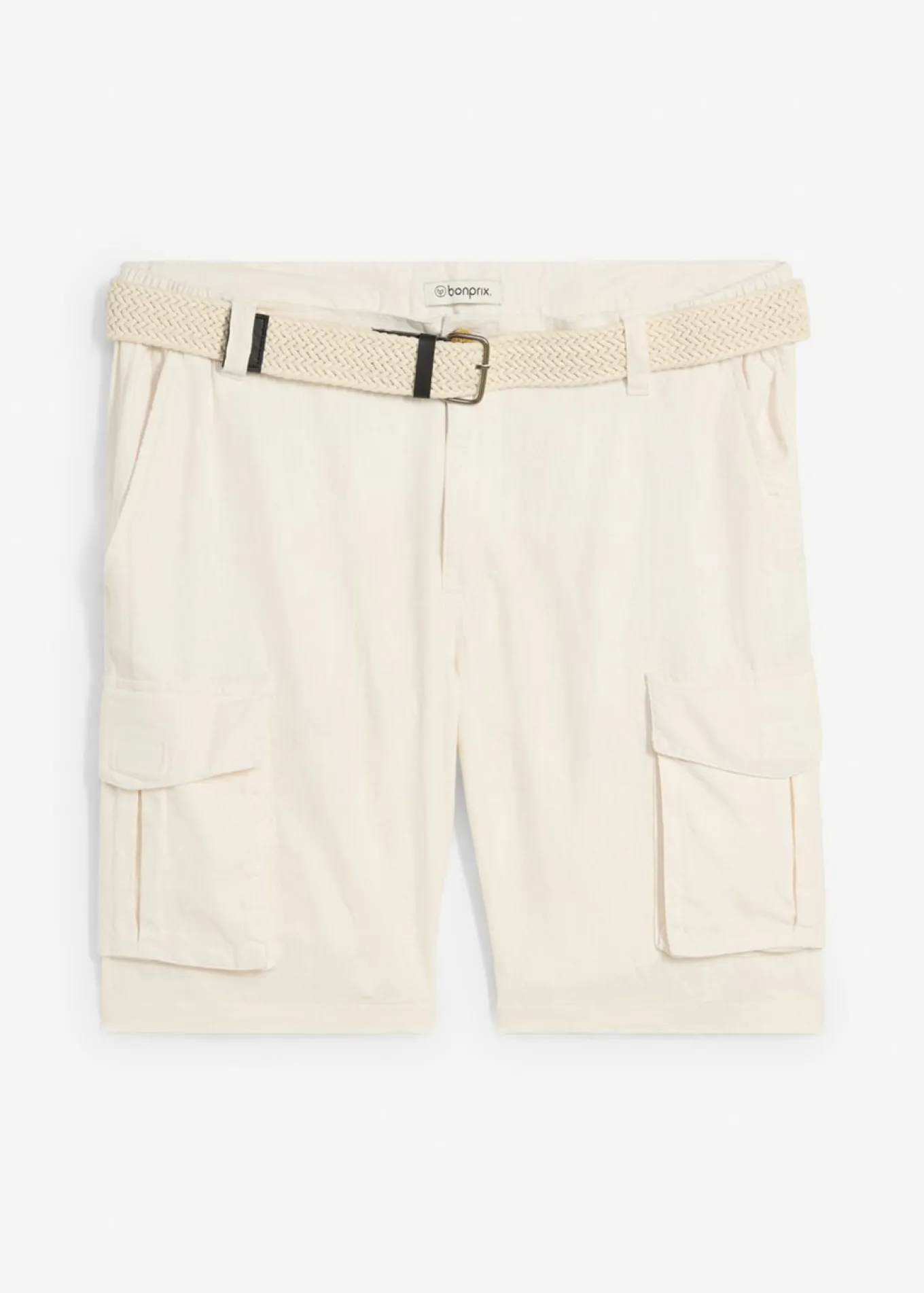 Bermudas tipo cargo de mezcla de lino con corte regular y cinturón