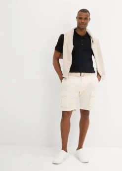 Bermudas tipo cargo de mezcla de lino con corte regular y cinturón