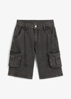 Bermudas vaqueras cargo con cintura ajustable, loose fit