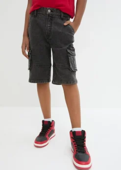 Bermudas vaqueras cargo con cintura ajustable, loose fit