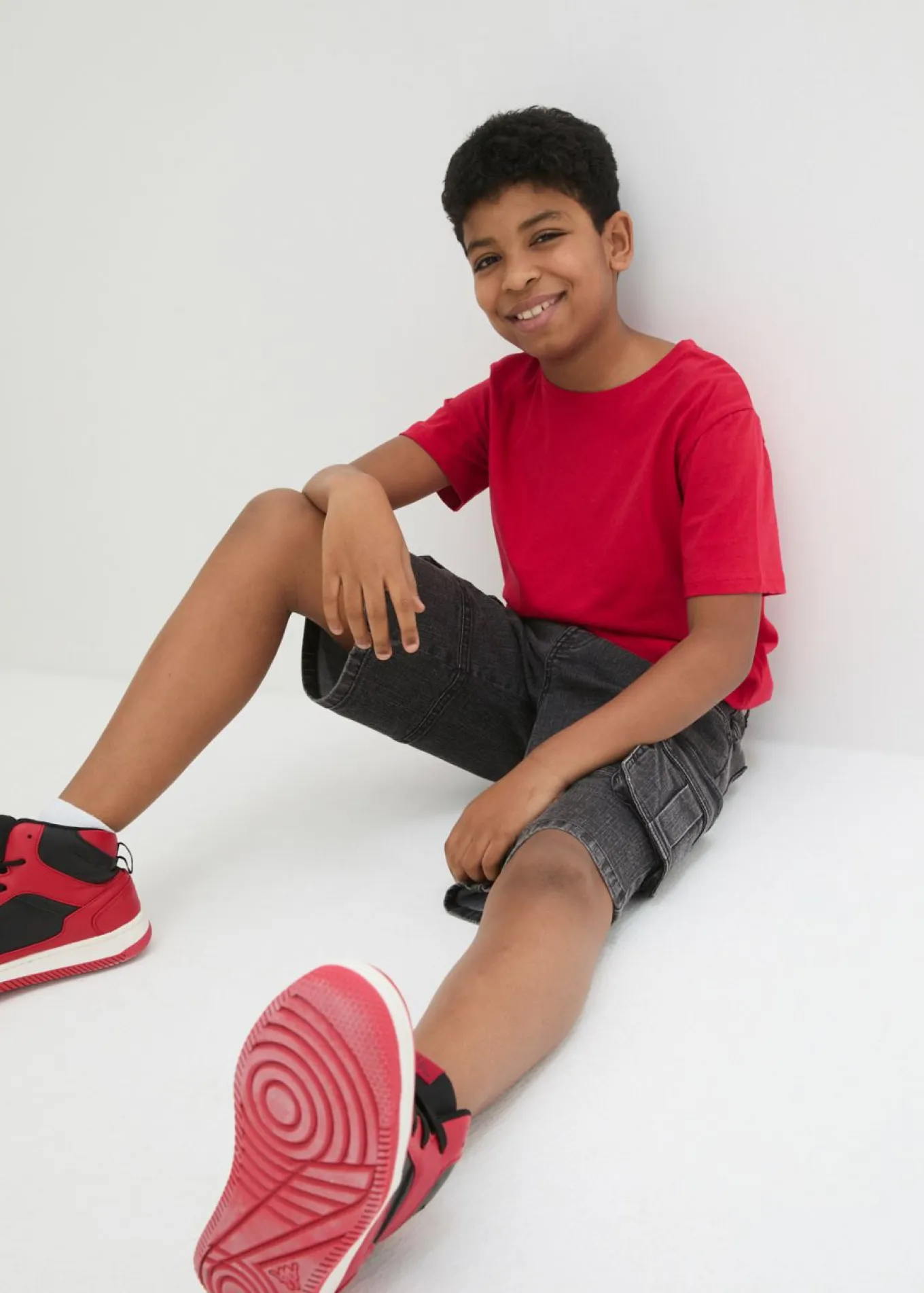 Bermudas vaqueras cargo con cintura ajustable, loose fit