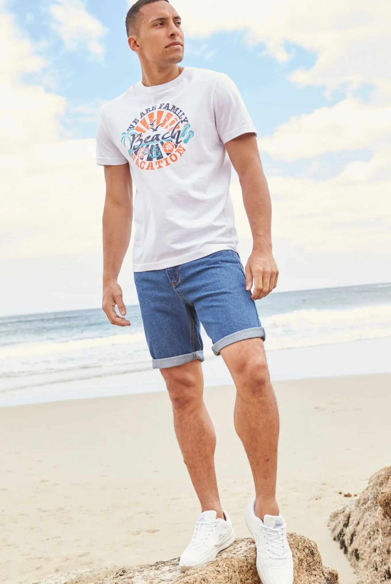 Bermudas vaqueras con cintura elástica, classic fit