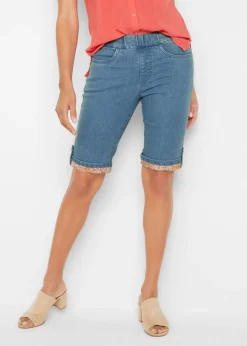 Bermudas vaqueras con dobladillo de color