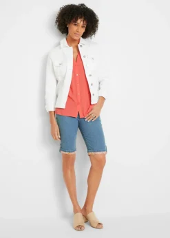 Bermudas vaqueras con dobladillo de color
