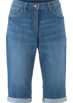 Bermudas vaqueras, elásticas, con bajo enrollado