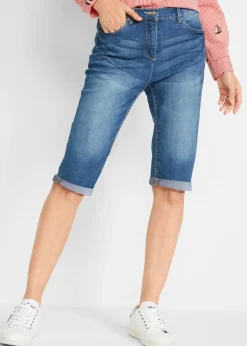 Bermudas vaqueras, elásticas, con bajo enrollado