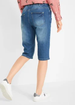 Bermudas vaqueras, elásticas, con bajo enrollado