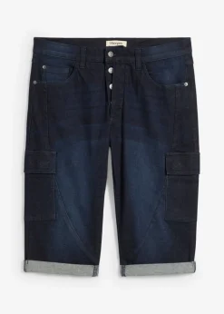 Bermudas vaqueras elásticas tipo cargo con corte regular