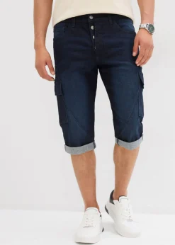 Bermudas vaqueras elásticas tipo cargo con corte regular