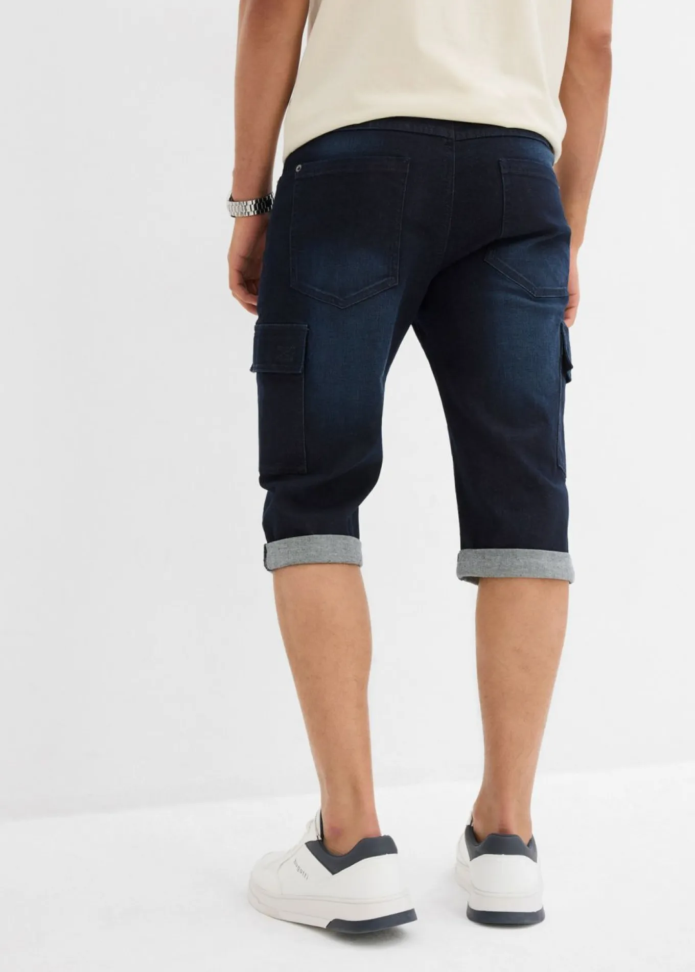 Bermudas vaqueras elásticas tipo cargo con corte regular