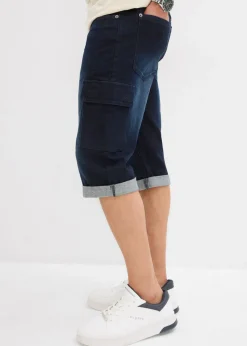 Bermudas vaqueras elásticas tipo cargo con corte regular