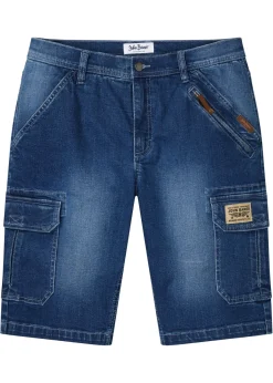 Bermudas vaqueras elásticas tipo cargo con corte regular
