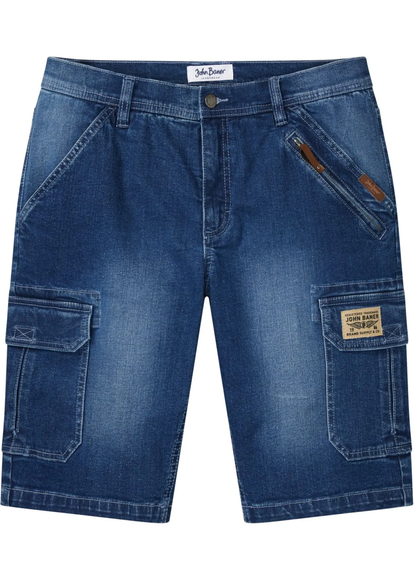 Bermudas vaqueras elásticas tipo cargo con corte regular