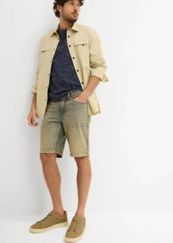 Bermudas vaqueras elásticas, lavadas, regular fit